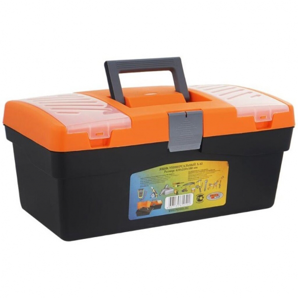Ящик для инструментов, 17 '', 42х22х18 см, пластик, Profbox, пластиковый замок, лоток, 2 органайзера на крышке, А-42
